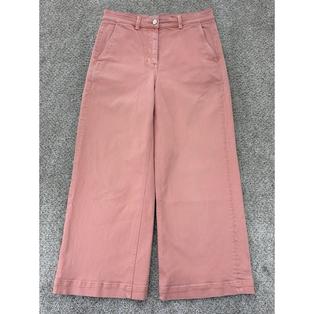 Everlane The Wide Leg Crop Pants Women's 10 Dusty Rose Pink Cotton Stretch Boho